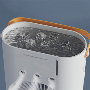 Ventilador torre RGB de doble cabezal con niebla de enfriamiento, 3 velocidades, oscilación de 90° y control remoto.