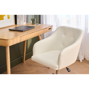 Chaise de bureau à roulettes design blanc et acier chromé BALTIK