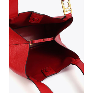 Borsa shopper con pieghe e logo sul manico