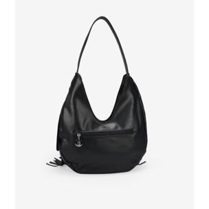 Bolso de hombro negro con flecos