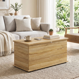 HOMCOM Baúl de Almacenaje 102L, Banco de Almacenaje, Banco Zapatero con Bisagra de Seguridad, Estilo Moderno, para Pasillo, Dormitorio, Recibidor, Salón, 80x40x45 cm, Roble