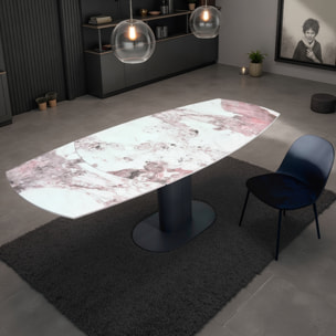 Table à manger extensible Tomasucci FYRM, en céramique, marbre onyx, gris, 120/160/200 × 89 × 76 cm