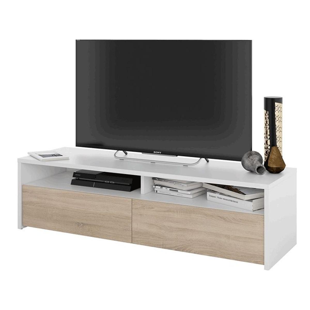 Mueble TV Kioto 2 puertas Blanco Artik (Blanco Mate) - Roble Canadian