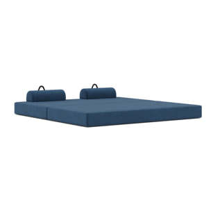 Astral - Canapé 3 places convertible en velours texturé - Bleu