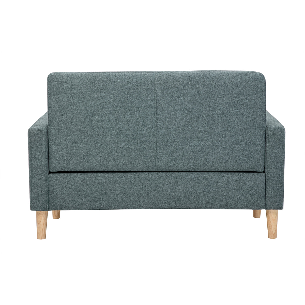 Canapé scandinave 2 places en tissu vert de gris et bois clair MOON