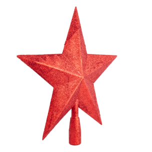Stella di Natale decorativa per albero di Natale. Con glitter rosso, 27cm.