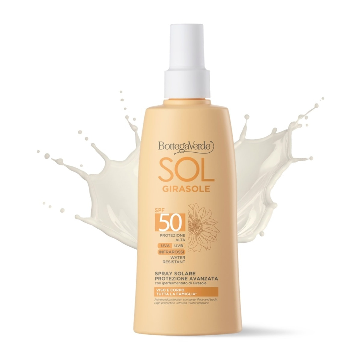 SOL Girasole - Spray solare protezione avanzata - viso e corpo - PROTEZIONE  ALTA SPF50 - INFRAROSSI - WATER RESISTANT