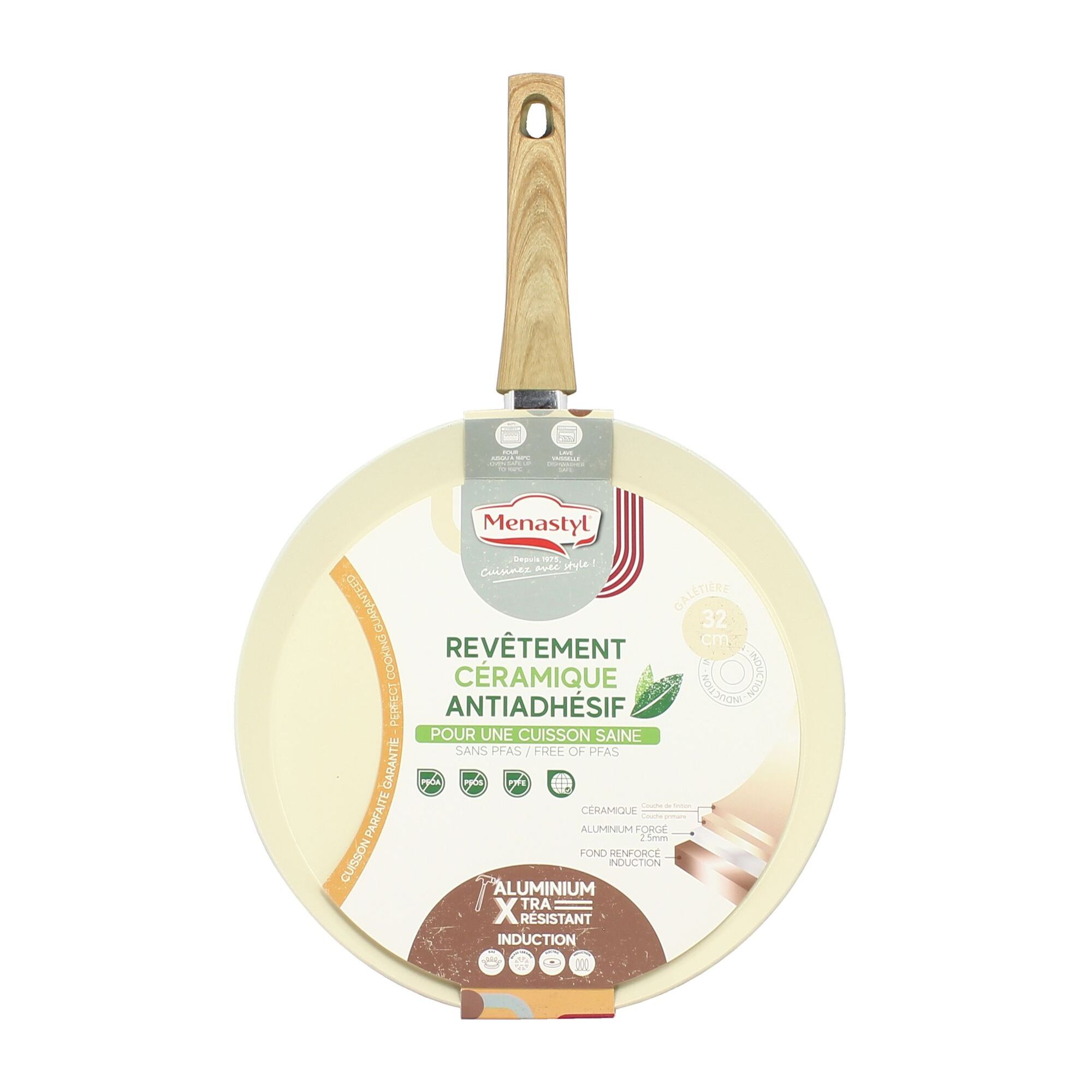 Galetière 32cm avec revêtement céramique crème - tous feux COLORAMA