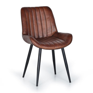 Set de 2 Sillas - Piel y Metal - 53x63x87cm