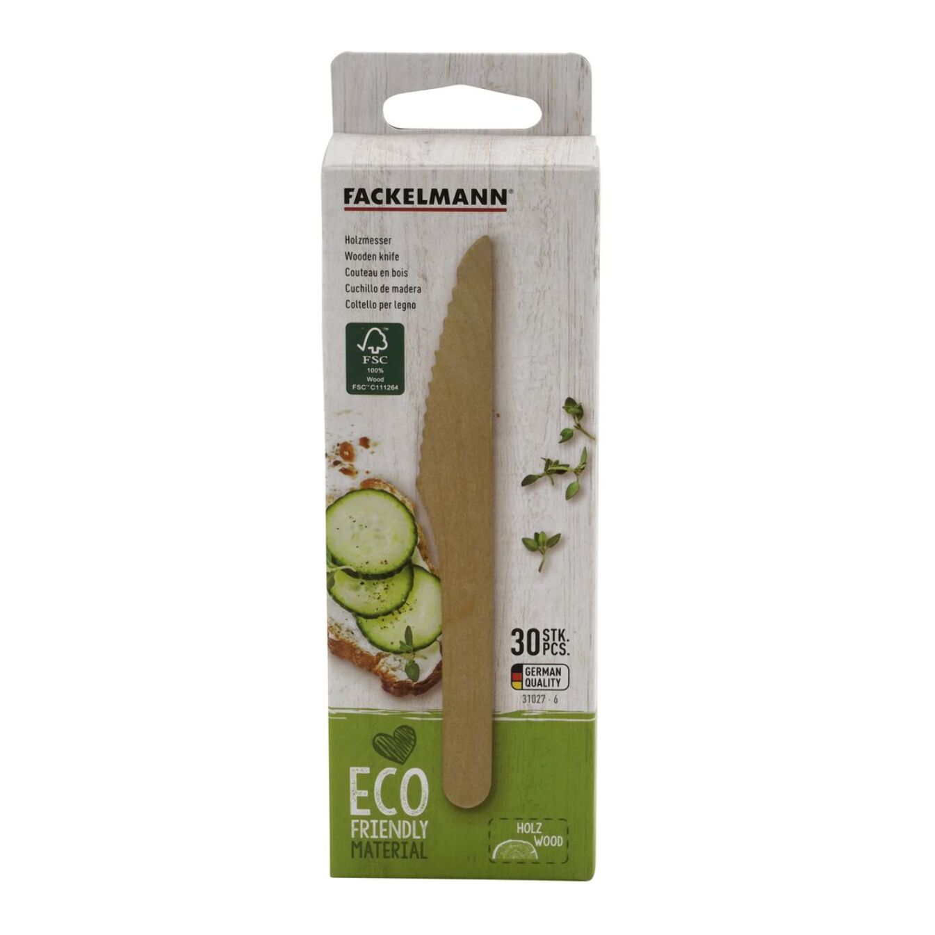 Ensemble de 60 Couteaux en bois jetables Fackelmann Move