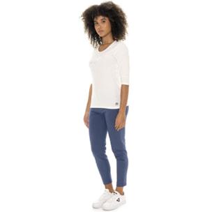 Camiseta de algodón elástico con mangas 3/4 para mujer Leone 1947 Braid