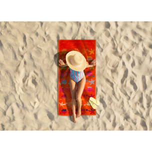 Telo Mare Spugna Jacquard Spiaggia Disegno Fantasy Sea