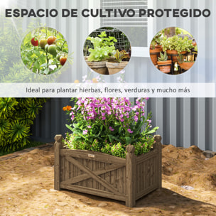 Jardinera de Madera Elevada Huerto Urbano Madera para Cultivar Plantas Flores Hierba Jardinera Rectangular para Jardín Balcón Terraza 60x39x37 cm Café Oscuro