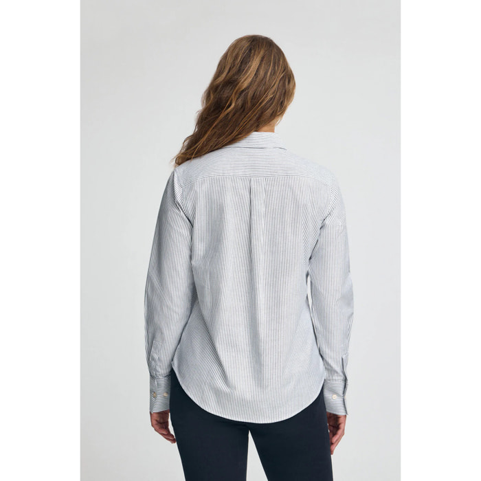 Camicia a righe blu marino regular fit con logo Rigby Go