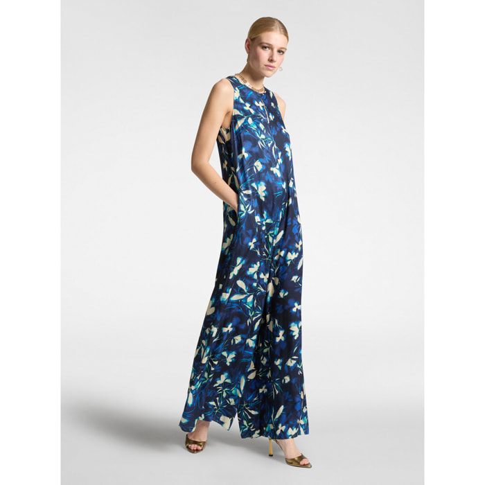 Elena Mirò - Completo elegante stampata con tuta e blusa - Blu