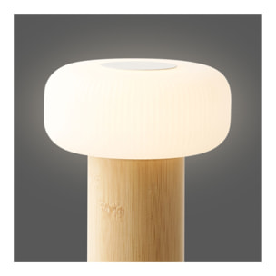 Lampada da tavolo Stafford ricaricabile in bambù e bianco