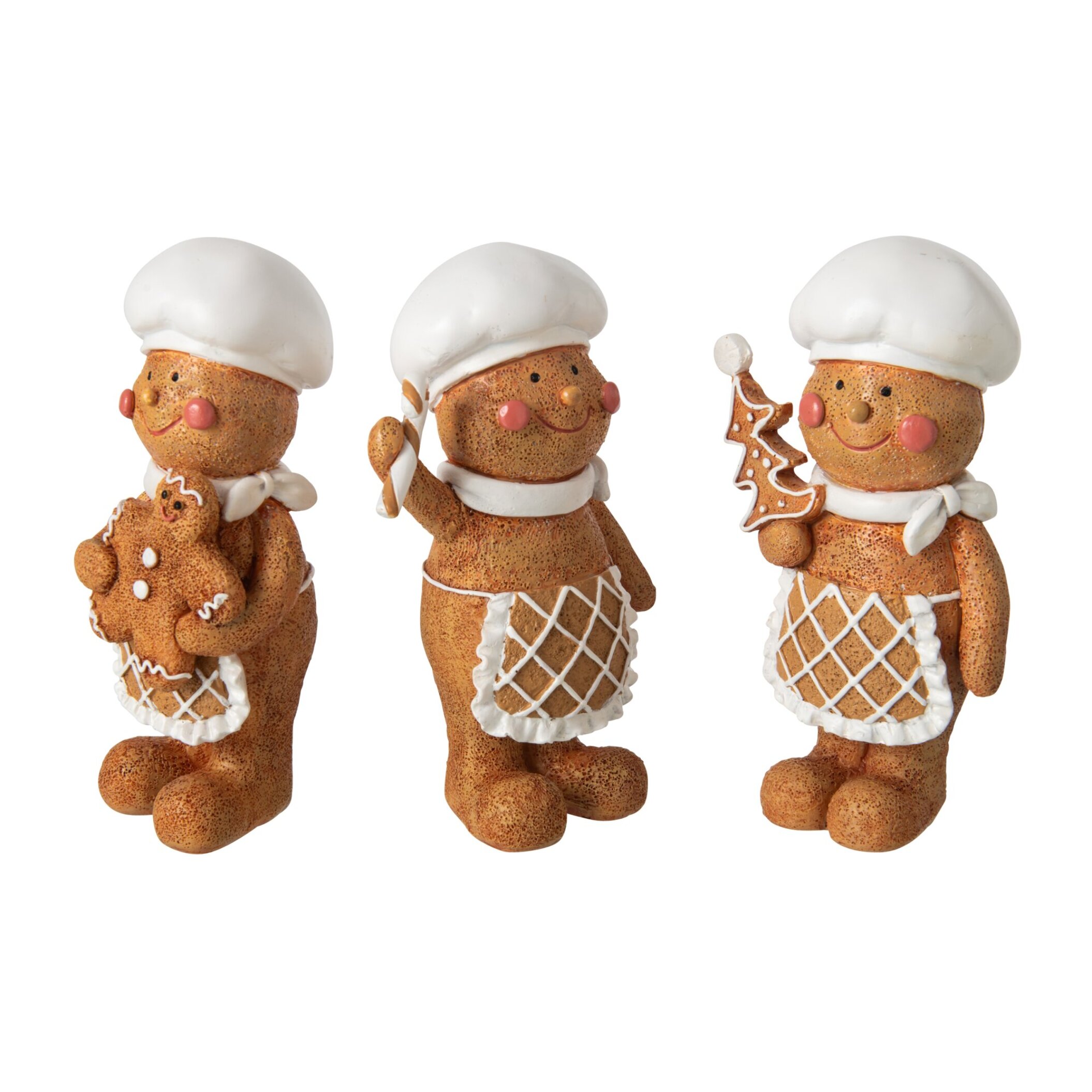 J-Line Pain d’épice cuisinant - polyrésine - beige/blanc - small - assortiment de 3