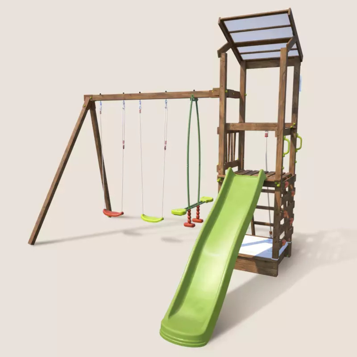 Aire de jeux avec mur d'escalade et portique - HAPPY Swing & Climbing 120