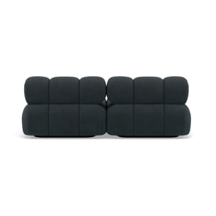 Ruby - canapé droit 4 places avec double méridienne - assise profonde - en velours texturé - Noir