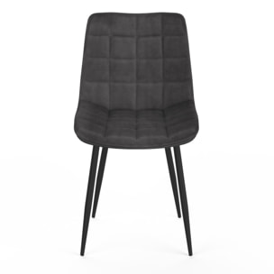 Chaises Melinda en velours - Gris - Pieds noirs