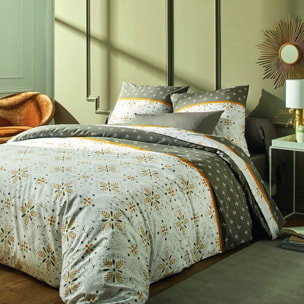 Parure Housse De Couette 3pcs Coton Percale Tily Havane