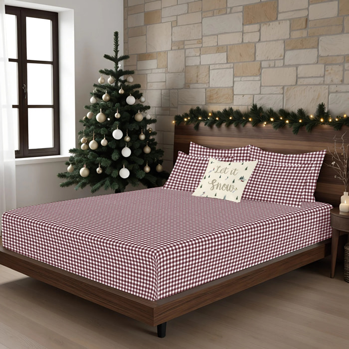 Drap-housse Xmas Vichy 100% coton