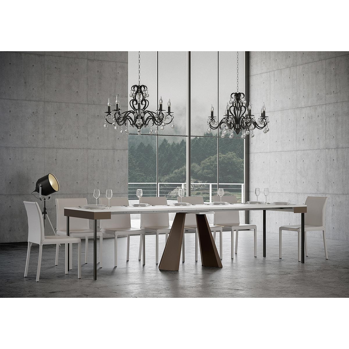 Consola extensible 90x40/300 cm Diamante Evolution Fresno Blanco estructura Orso