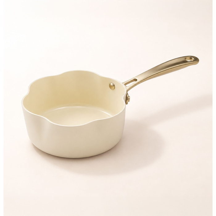 Casserole en aluminium recyclé beige 20cm en forme de fleur DAHLIA