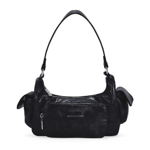 Bolso de hombro negro con bolsillos