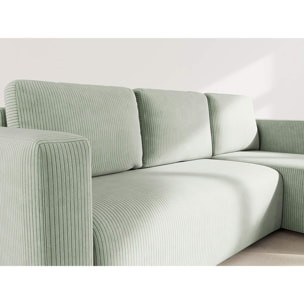 Canopy - canapé d'angle réversible 4 places convertible avec coffre en velours côtelé - Vert sauge