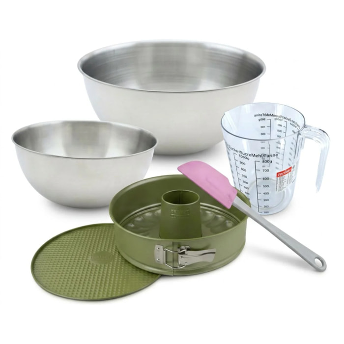Set de 5 ustensiles de pâtisserie moule à manqué 2 bols spatule et verre doseur Zenker Green Vision
