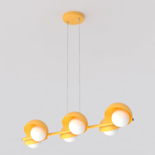 Lampada a sospensione Boom in acciaio arancione e vetro