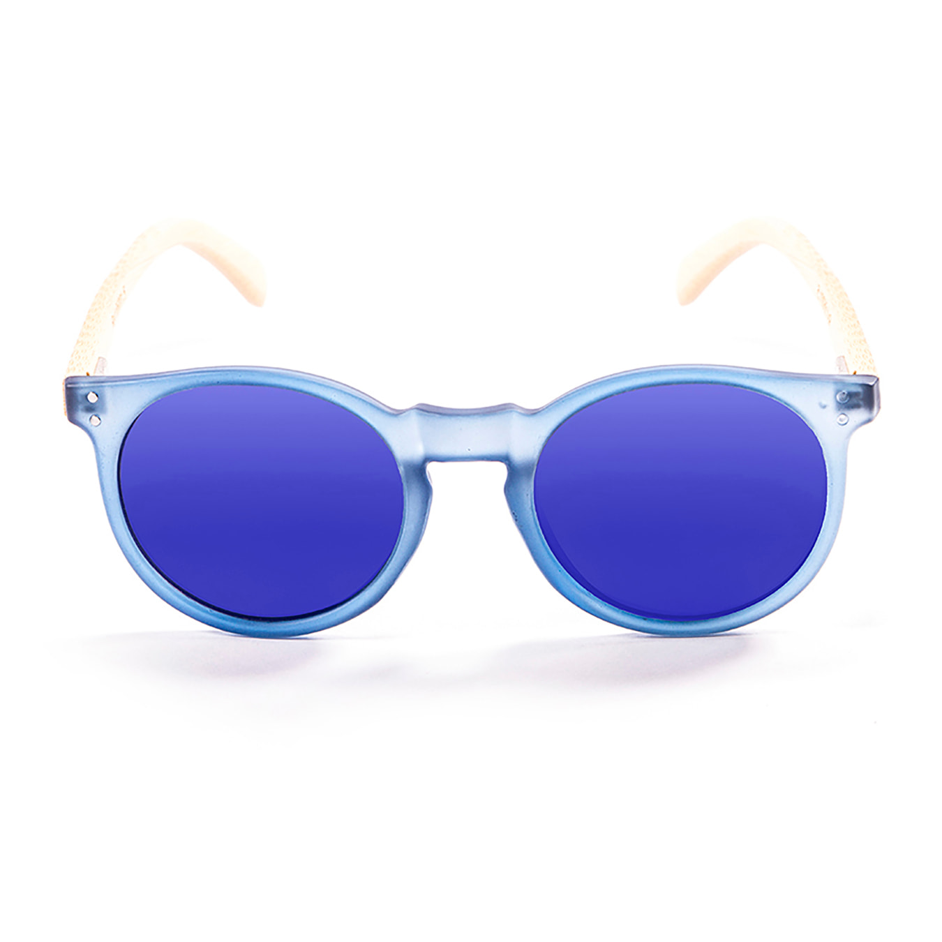 Gafas de sol OCEAN LIZARD WOOD - De brazo marrón bambú con montura azul transparente mate y / Revo azul