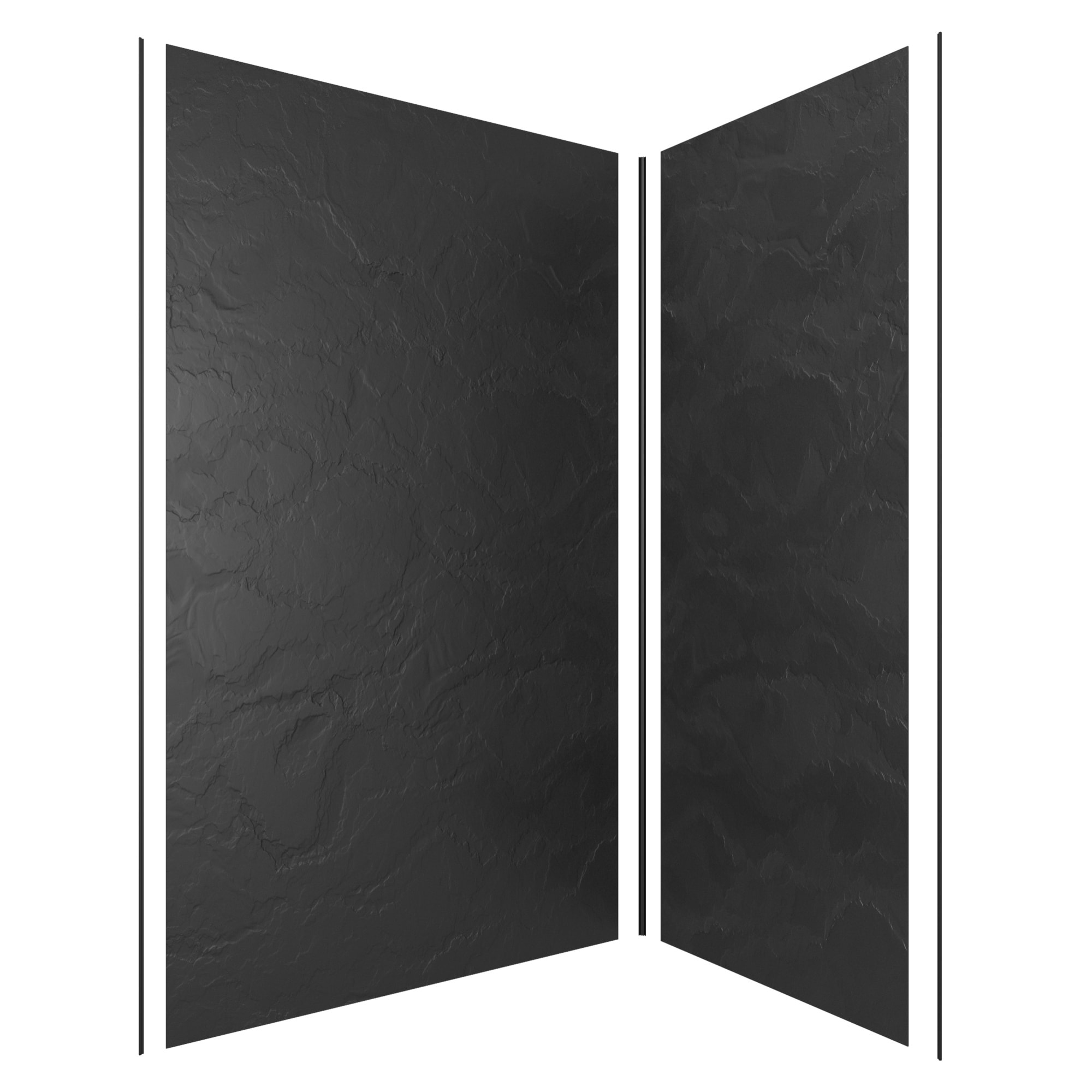 Pack de 2 Panneaux Muraux Pierre Ardoise 90+120x210 cm avec Profilés NOIR MAT - STONE'IT