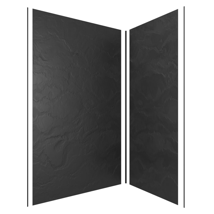 Pack de 2 Panneaux Muraux Pierre Ardoise 90+120x210 cm avec Profilés NOIR MAT - STONE'IT