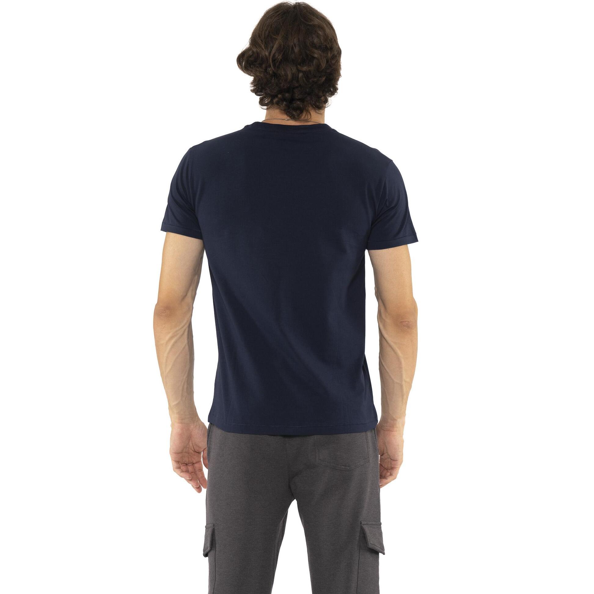 T-shirt da uomo in cotone elasticizzato a manica corta con logo piccolo "Basic"