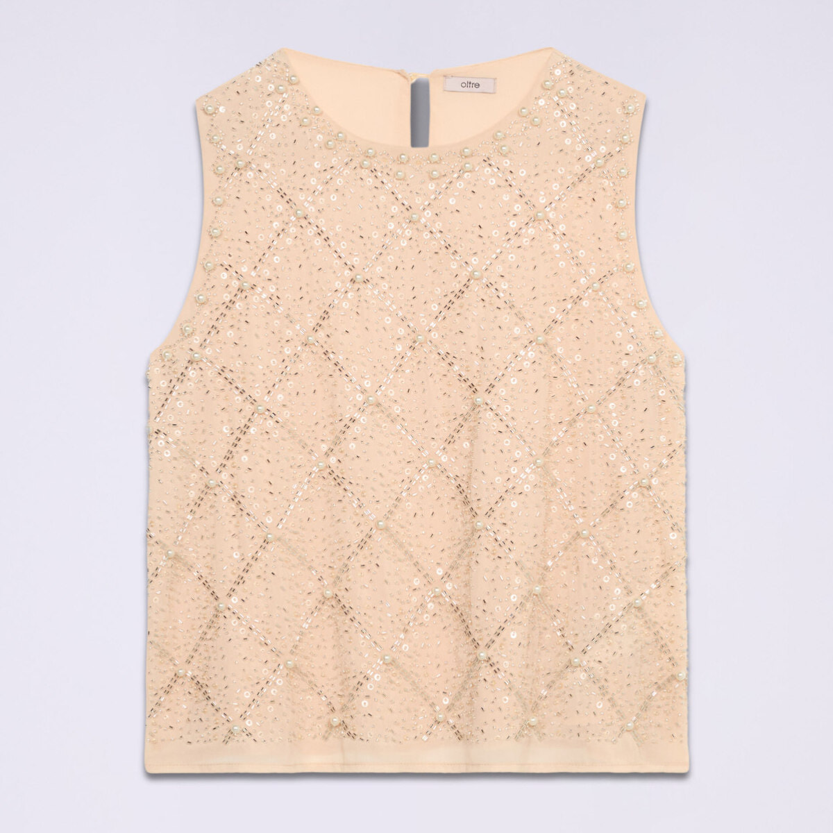 Oltre - Top de georgette con aplicaciones - Beige