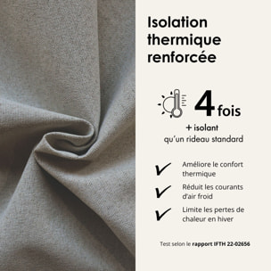 Rideau 100% occultant thermique phonique chiné - Taupe