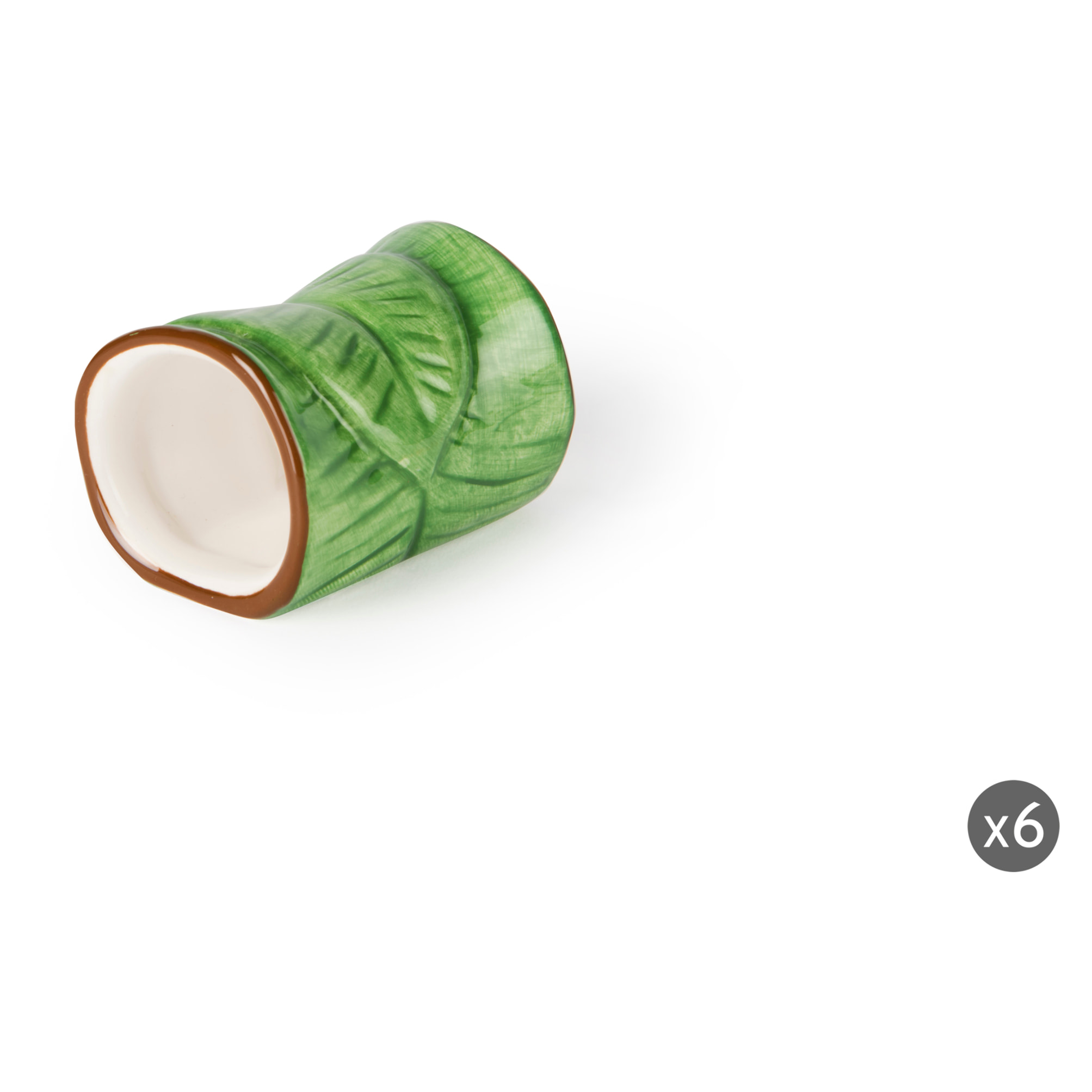 Set 6 Portatovaglioli Excelsa – Foliage, Ceramica Verde