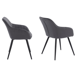 Lot de 2 chaises en velours BERTILLE grises