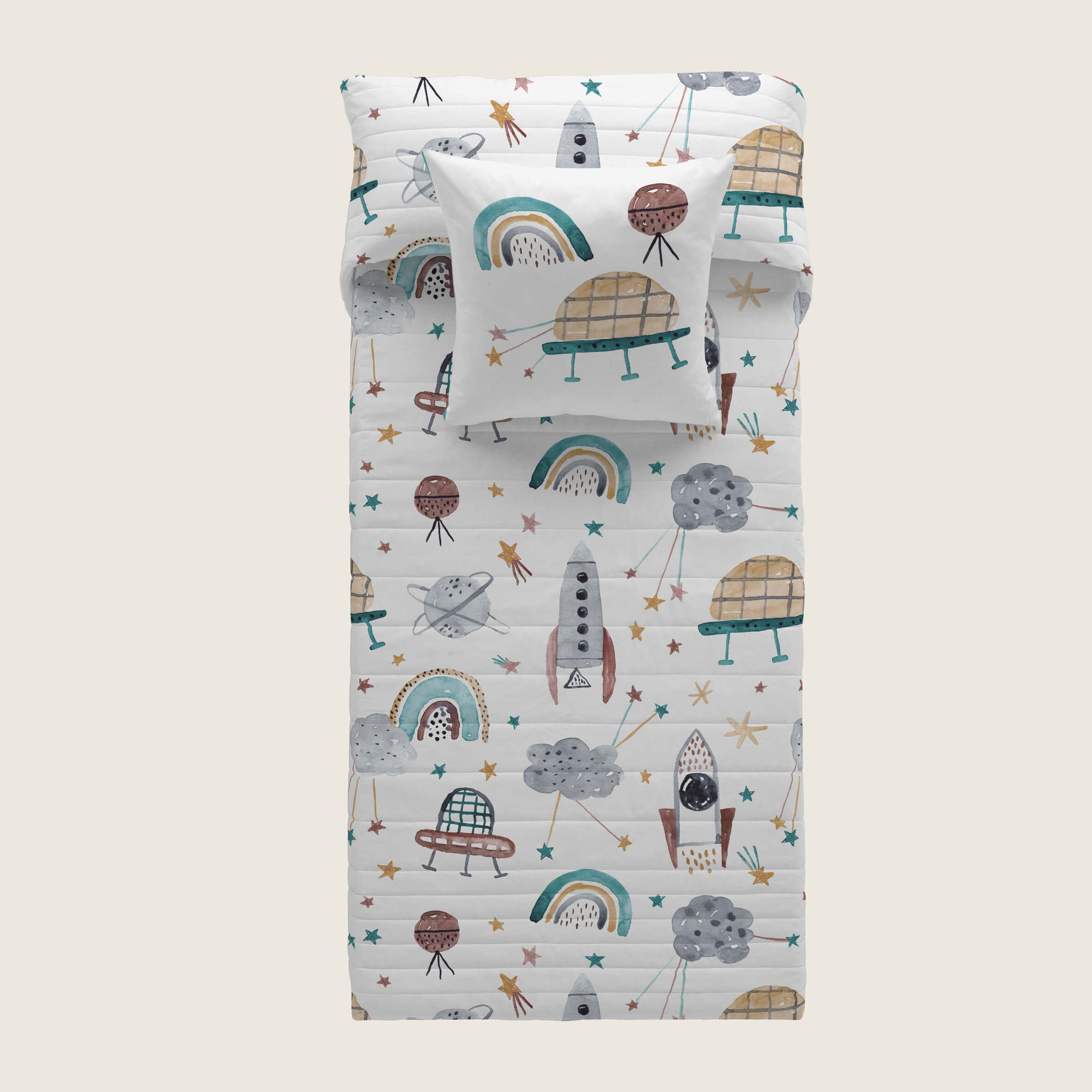 Colcha Bouti Estampada - 2 Piezas - 100% Poliéster - Microfibra - Infantil - 70 gr/m² - Rocket