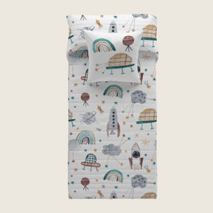 Colcha Bouti Estampada - 2 Piezas - 100% Poliéster - Microfibra - Infantil - 70 gr/m² - Rocket