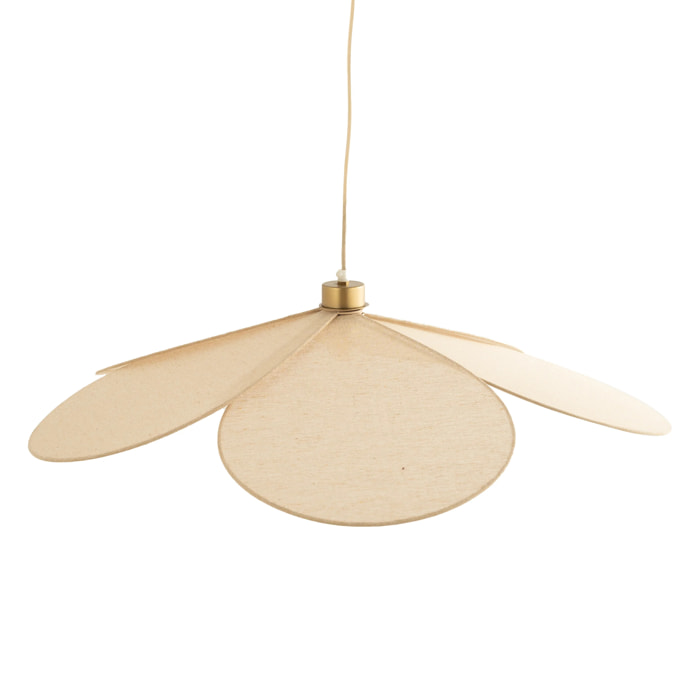 Suspension pétale en tissu beige et métal doré 75 cm - Flora