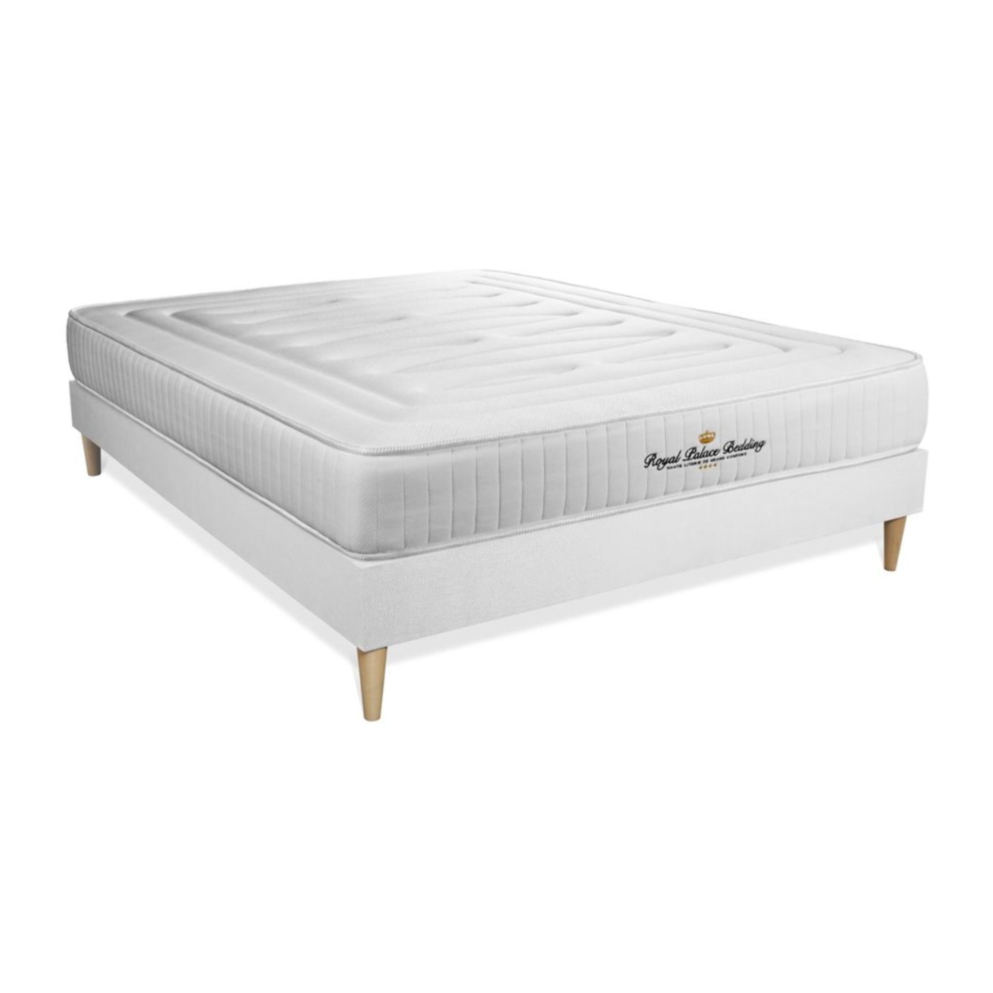 Ensemble - Matelas Ressorts ensachés et mémoire de forme 22cm d'épaisseur - 3 zones de confort - Confort ferme - Sommier tapissier en kit - 2 places