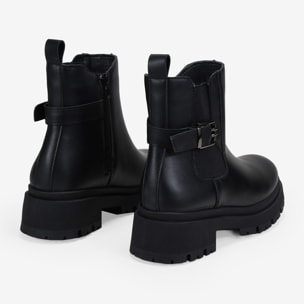 Botines de plataforma negros con hebilla y cremallera