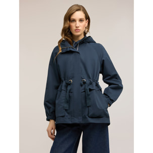 Motivi - Parka de mezcla de algodón con capucha - Azul