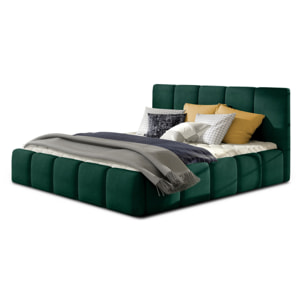 Lucea - lit coffre - 180x200 - sommier inclus - en velours - Vert