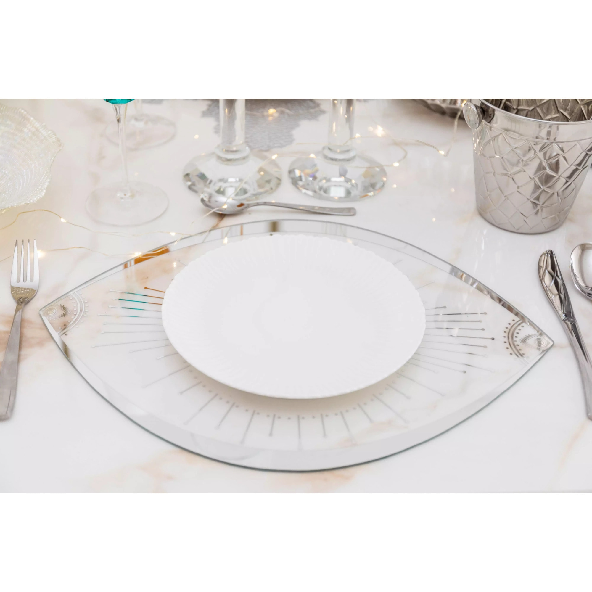 Lot de 6 Dessous d'assiette ?il en verre transparent 43x33cm
