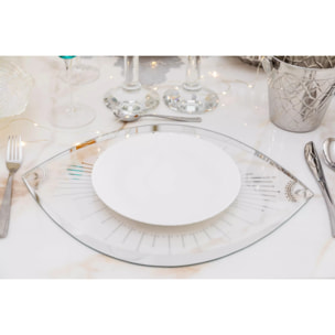 Lot de 6 Dessous d'assiette ?il en verre transparent 43x33cm