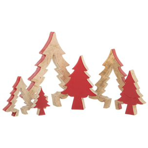 J-Line décoration Puzzle Arbre Noël - bois - rouge - large